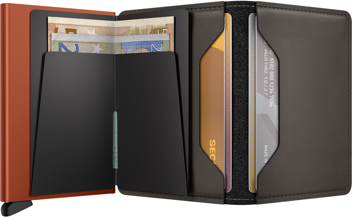 Secrid slimwallet matte truffle orange open