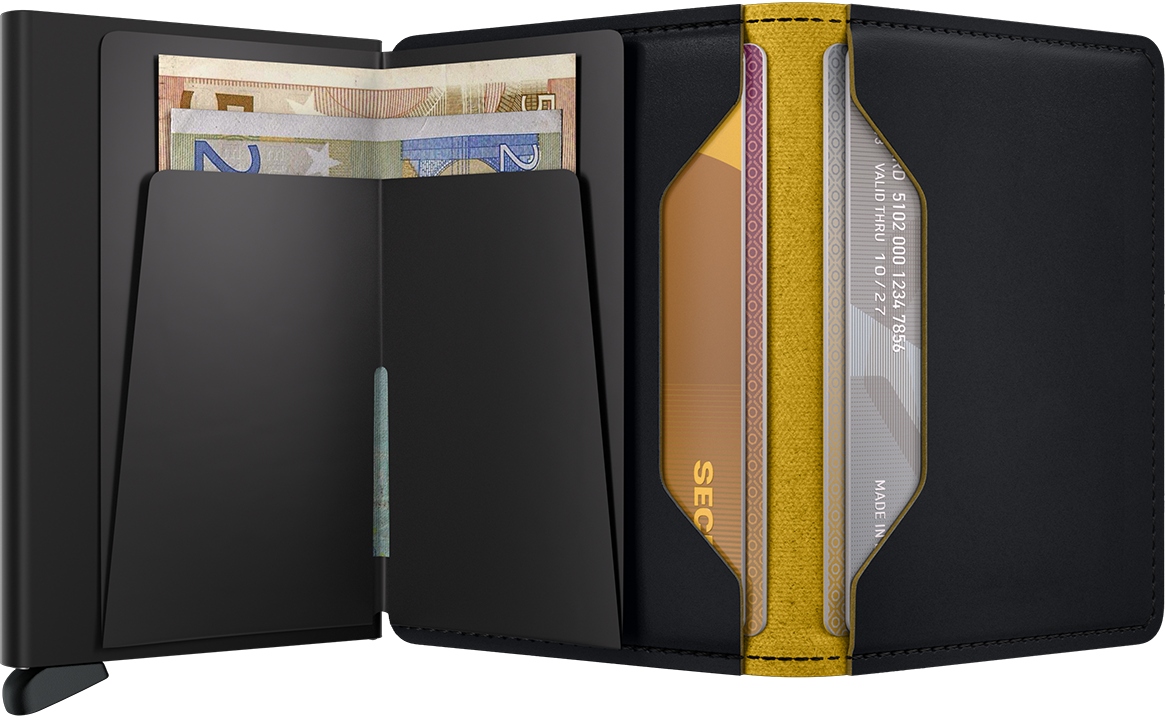 Secrid slimwallet matte black ochre open