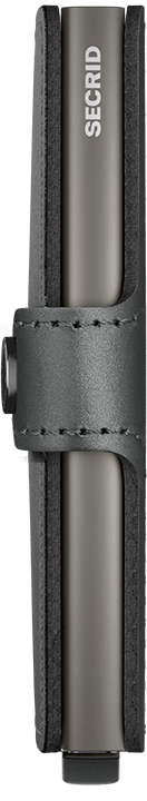 Side view image of miniwallet-matte-satin-steel wallet