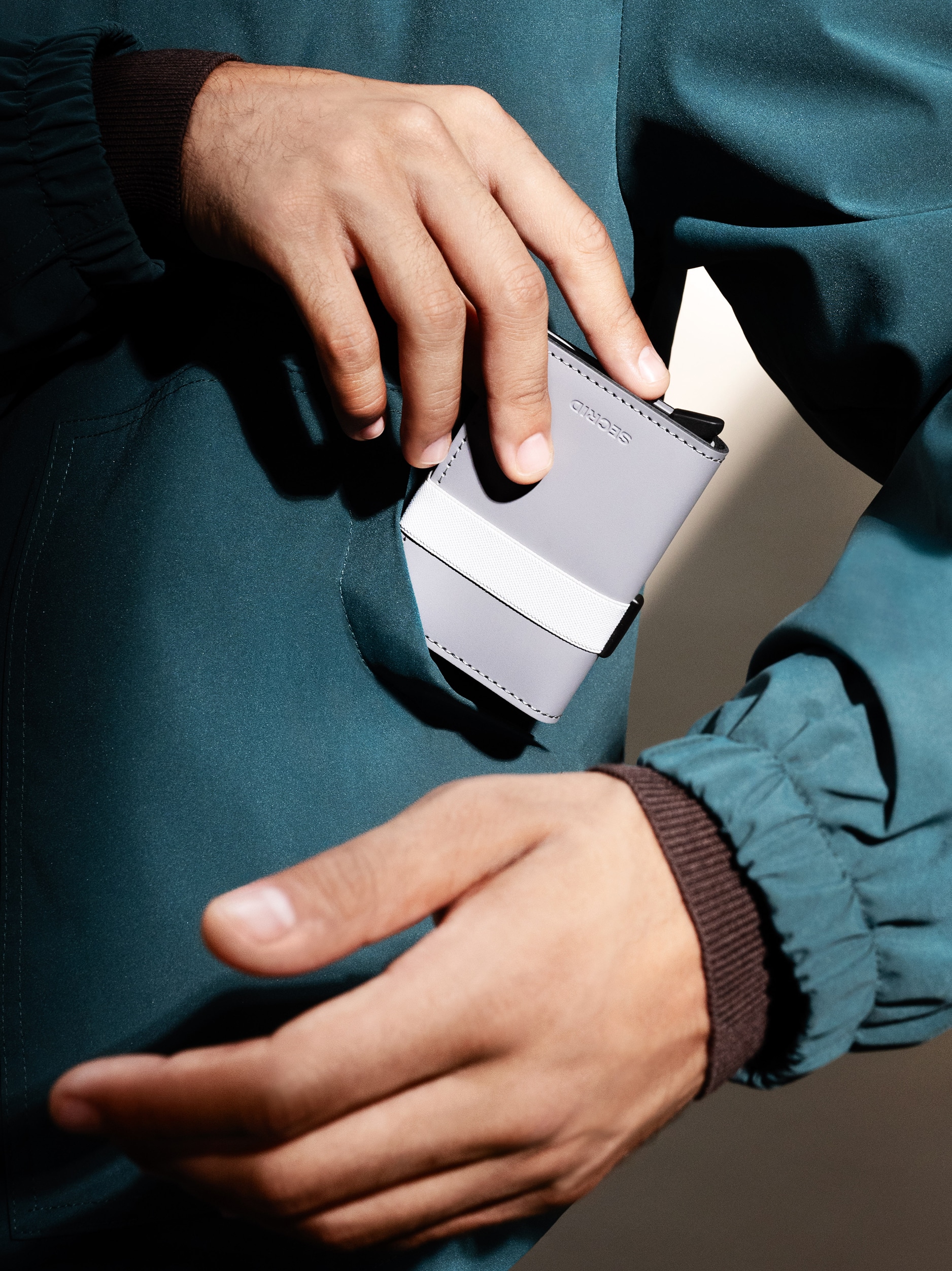 Real life image of the bandwallet-matte-grey-grey wallet