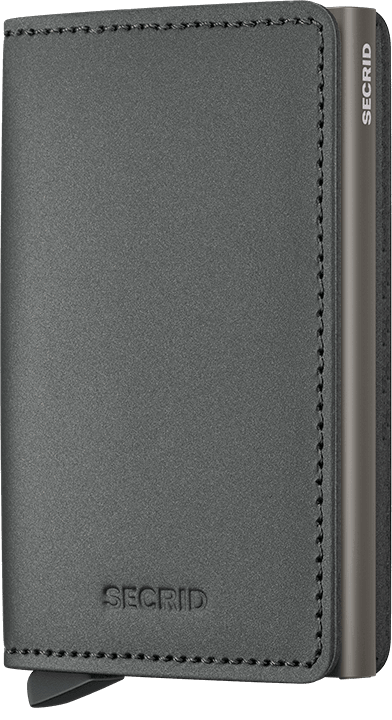 Front view image of slimwallet-matte-satin-steel wallet