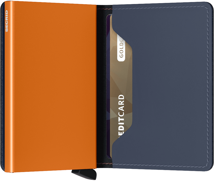 Secrid slimwallet matte nightblue orange expl