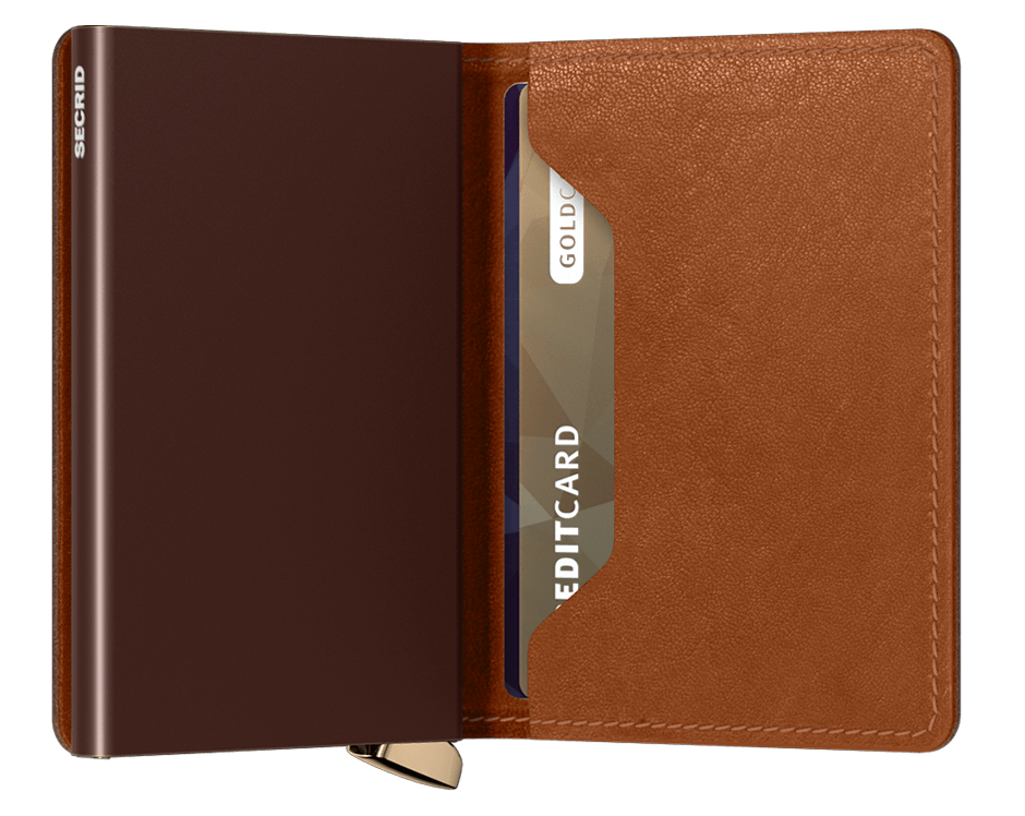 Secrid slimwallet emboss lines cognac expl